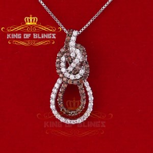 King 12163W-A14KOB 10k White Gold Finish Silver Pendant With Lab Creat