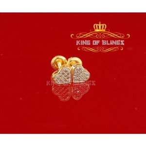 King 15213Y-A62KOB 10k Real Yellow Gold Heart Earrings With Real Ct Di