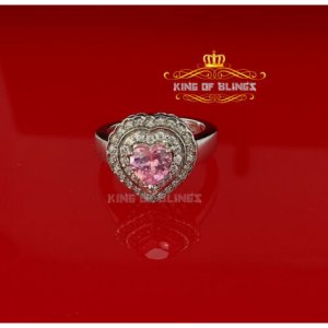 King 13919W-A19KOB 10k White Gold Finish And Lab Created Pink Stone He