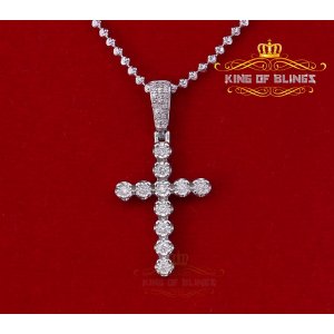 King 19267W-A79KOB 10k White Gold Finish Silver Real Diamond Cross Pen