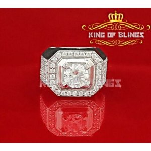 King 15461W-A39KOB 10k White Gold Finish Men's Silver Cz Adjustable Ri