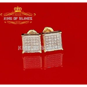 King 12574Y-A99KOB Real 10k Yellow Gold Square Stud Earrings With 0.15