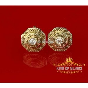 King 10778Y-A9KOB 10k Yellow Gold Finish Sterling Silver Stud With Lab