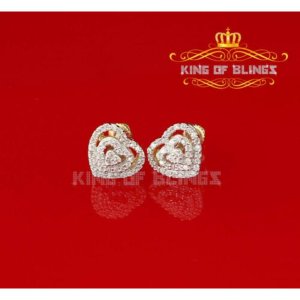 King 12321Y-A19KOB 10k Yellow Gold Finish Silver Heart Earrings With L