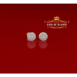 King 19095Y-A9KOB Aretes Para Hombre 925 Yellow Silver Iced Out Cz Rou