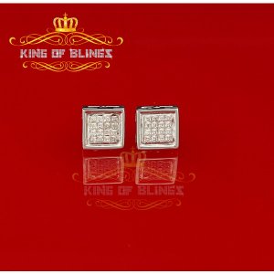 King 12097W-A24KOB Silver Earring 10k White Gold Finish Silver Women's