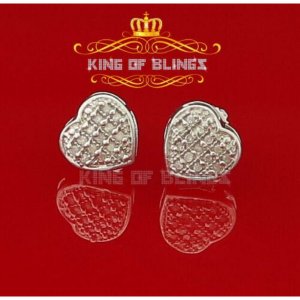 King 12291W-A19KOB Small Diamond Stud Earrings For Women In 925 Sterli