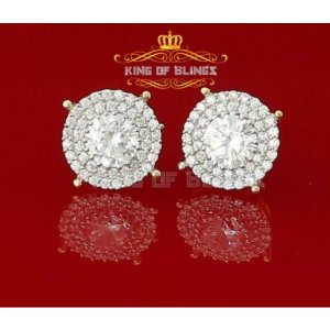 King 13359Y-A19KOB Aretes Para Hombre 925 Yellow Silver Iced Out Cz Ro