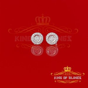 King 9669W-A9KOB Aretes Para Hombre 925 White Silver Iced Out Cz Round