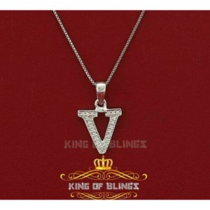 King 15422WV-A9KOB 10k White Gold Finish Alphabet With Lab Created Dia