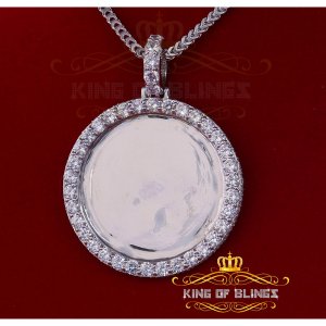 King 18664W-A109KOB 10k White Gold Finish Silver Picture Pendant With 