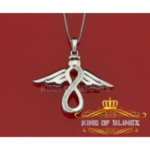 King 13071W-A19KOB 10k White Gold Finish Real Diamond Silver Pendant (