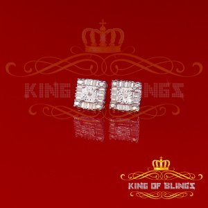 King 19627W-A39KOB Aretes Para Hombre 925 Sterling Silver Carat Round 