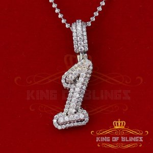 King 18579W1-A49KOB-001 10k White Gold Finish Cursive 3d Numbers With 