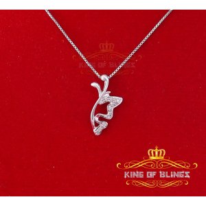 King 11018W-A15KOB 10k White Gold Finish Real Diamond Silver Pendant (