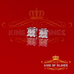 King 19587W-A17KOB Diamond Stud Earrings For Women Sterling Silver Stu