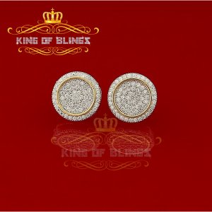 King 9671Y-A24KOB Aretes Para Hombre 925 Yellow Silver Iced Out Cz Rou