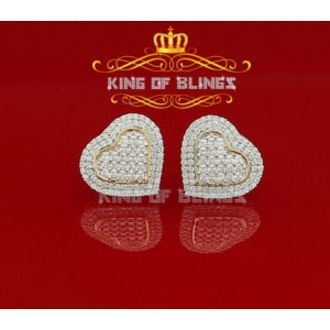 King 15487Y-A34KOB 10k Yellow Gold Finish Ladies Heart Studd Earrings 