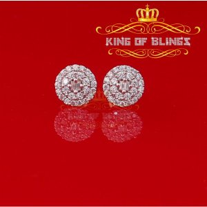 King 18613Y-A13KOB Aretes Para Hombre 925 Yellow Silver Iced Out Cz Ro