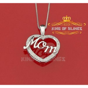 King 12526W-A24KOB 10k White Gold Finish Real Diamond Silver Pendant (