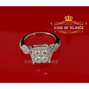 King 14608W-A19KOB 10k White Gold Finish Ladies Silver Ring With Lab C