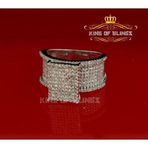 King 12284W-A59KOB 10k White Gold Finish Lab Created Diamond Silver Ri