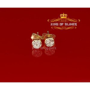 King 17484Y-A109KOB Real 14k Yellow Gold Stud 5mm Earrings With Real D