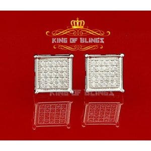 King 9608W-A15KOB 10k White Gold Finish Silver Stud Men'sladies Earrin