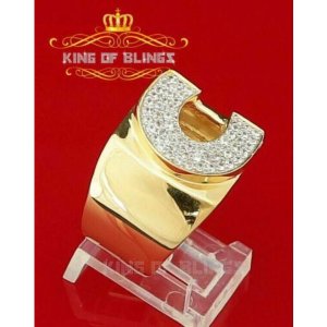 King 15159YC-A39KOB 10k Yellow Gold Finish Alphabets Silver Rings With