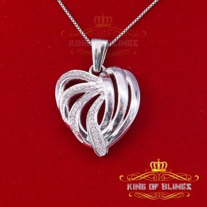 King 12268W-A29KOB 10k White Gold Finish Real Diamond Silver Pendant (