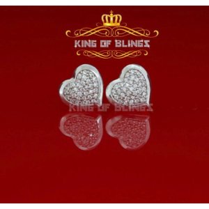 King 19016W-A19KOB 10k White Gold Finish Silver Women's Heart Earrings