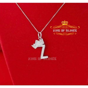 King 16362WZ-A29KOB 10k White Gold Finish Crown Alphabet Silver Pendan