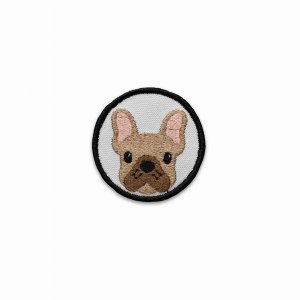 K9 Breed_FrenchieFace_White_Circle Dog Breed Patches (pack Of 1)