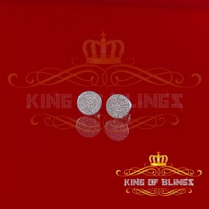 King 19749W-A49KOB Aretes Para Hombre 925 Sterling Silver Carat Round 