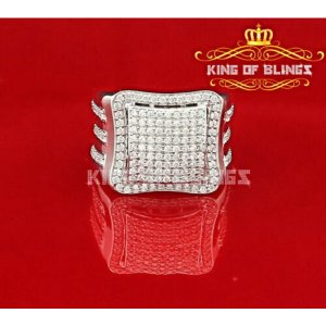 King 15462W-A39KOB 10k White Gold Finish Men's Silver Cz Adjustable Ri