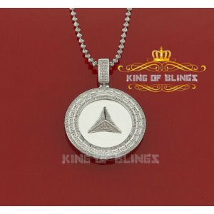 King 14303W-A59KOB 10k White Gold Finish Real Diamond Silver Pendant (