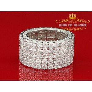 King 16638W-A59KOB 10k White Gold Finish Men's Silver Eternity Ring Wi