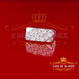 King 20041W-A59KOB 10k White Gold Finish In Silver 925 Men's Ring Size