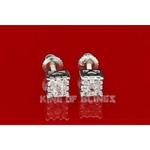 King 10665W-A7KOB Silver Earring 10k White Gold Finish Silver Stud Men