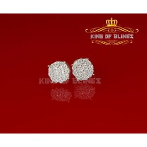 King 12597Y-A15KOB Aretes Para Hombre 925 Yellow Silver Iced Out Cz Ro