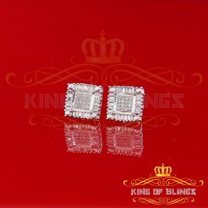 King 19558W-A44KOB Aretes Para Hombre 925 Sterling Silver Carat Round 