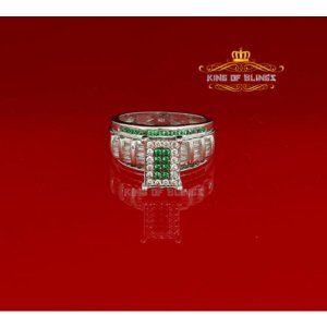 King 11357W-A39KOB 10k White Gold Finish Lab Created Green Diamond Lad