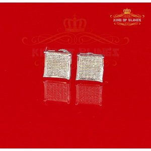 King 11429W-A29KOB Aretes Para Hombre 925 Sterling Silver Carat Round 