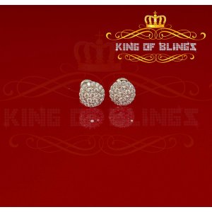 King 19095W-A9KOB Aretes Para Hombre 925 White Silver Iced Out Cz Roun