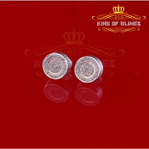 King 19310W-A49KOB Aretes Para Hombre 925 Sterling Silver Carat Round 