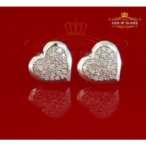 King 19017W-A49KOB Aretes Para Hombre 925 Sterling Silver Carat Round 