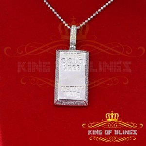 King 16506W-A44KOB 10k White Gold Finish Silver Fine Square Pendant Wi