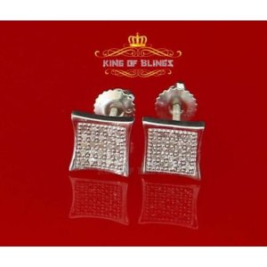 King 9869W-A22KOB 0.15ct Carat Diamond Stud Earrings For Women Sterlin