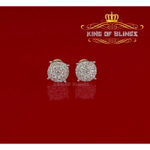 King 19107Y-A14KOB Aretes Para Hombre 925 Yellow Silver Iced Out Cz Ro