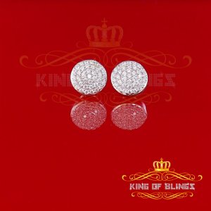 King 19250W-A14KOB Aretes Para Hombre 925 White Silver Iced Out Cz Rou